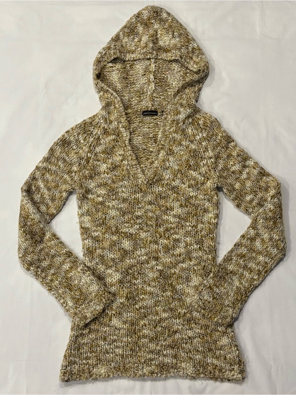 Vintage Moda International Victorias Secret Hooded Sweater Small Y2K Marled Knit